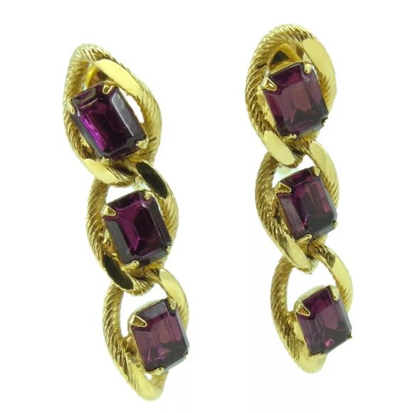 GIVENCHY earrings color stone triple Gold Hardware ?~ Stone Used T19159 - Picture 1 of 8